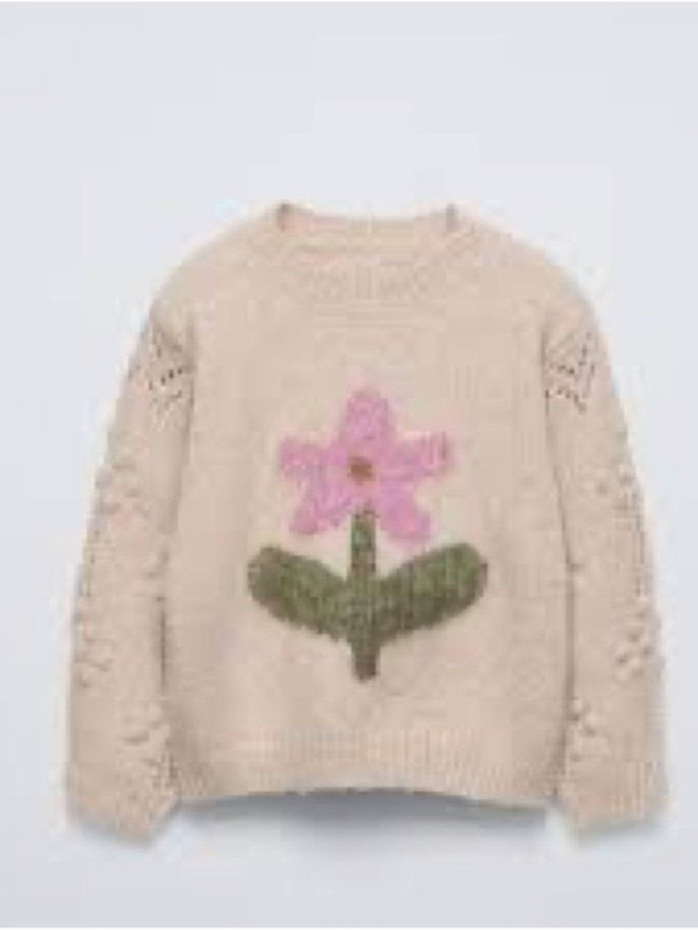 Zara Cream Sweater with Lilac Flower and Olive Stem